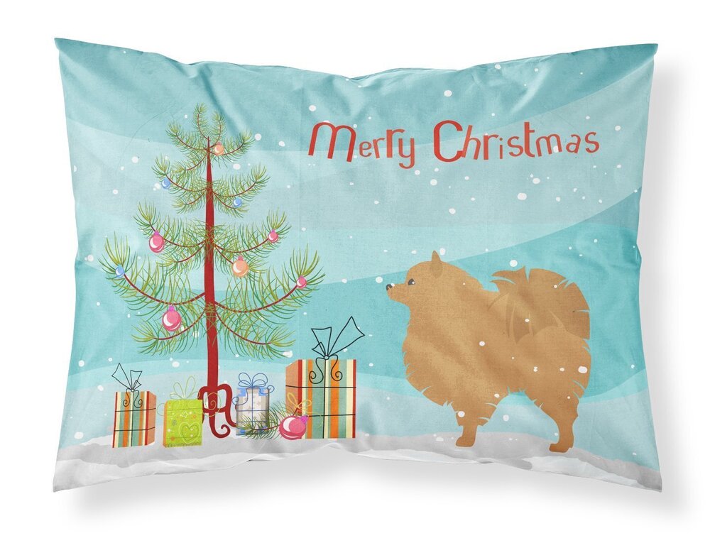 1696 BB2960PILLOWCASE Pomeranian Merry Christmas Tree Fabric Standard